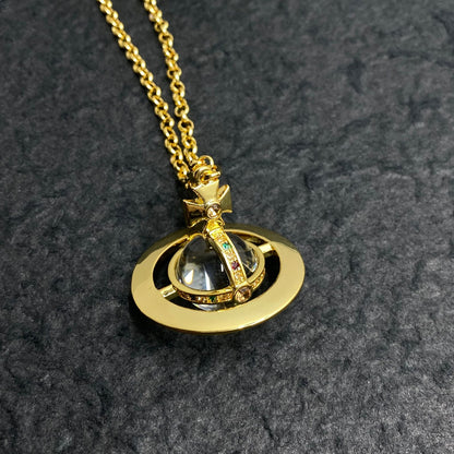 Vivienne Westwood 2026 Minimalist Planet Crystal Necklace