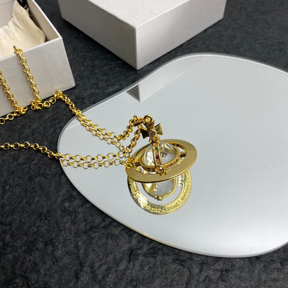 Vivienne Westwood 2026 Minimalist Planet Crystal Necklace