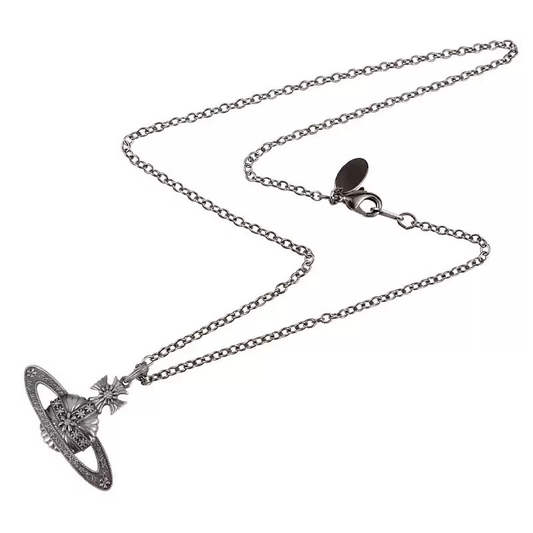 Vivienne Westwood 2026 Black Engraved Saturn Necklace