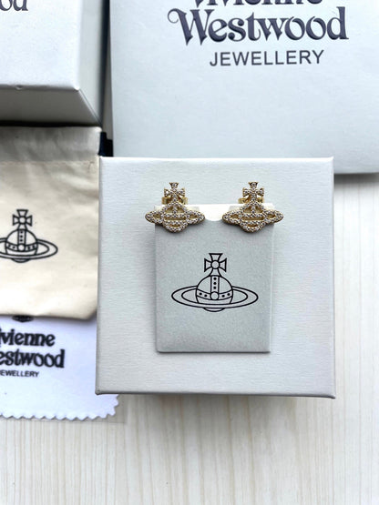 Vivienne Westwood Saturn Stud Earrings (Full Rhinestone)